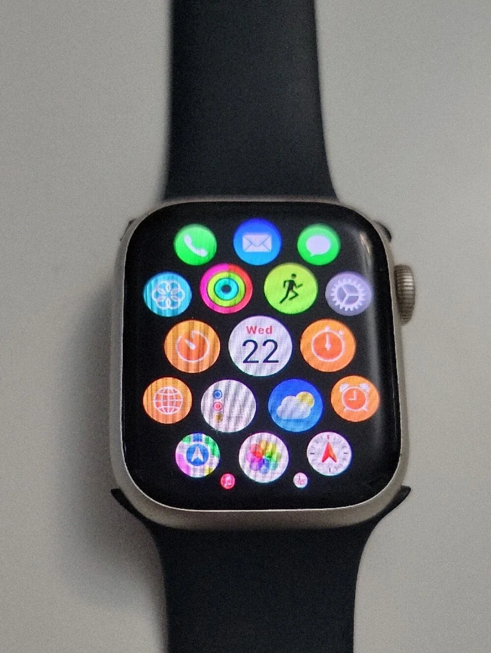Apple Smartwatch Series 9 with Black Sport Band and Silver Case